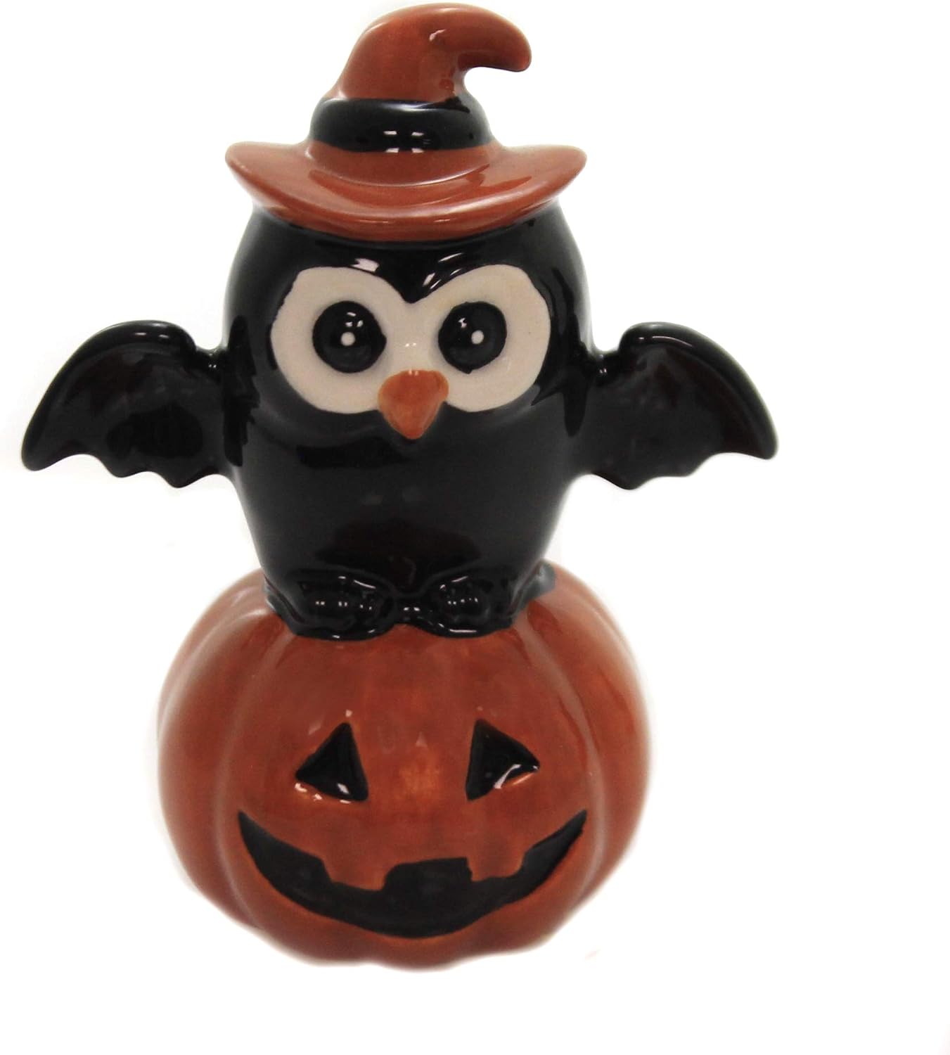 Cosmos Gifts Fine Ceramic Black Cat & Owl on Pumpkin Salt & Pepper Shakers Set 3-3/4" H