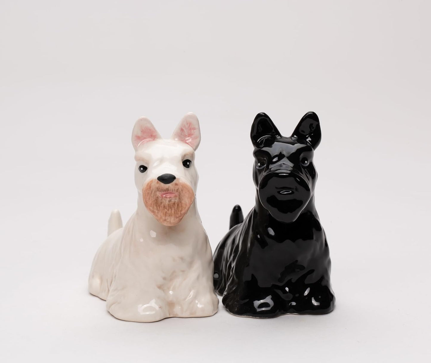 Cosmos Gifts Fine Ceramic Scottish Terrier Dogs Salt and Pepper Shakers Set 4" H Black White Beige