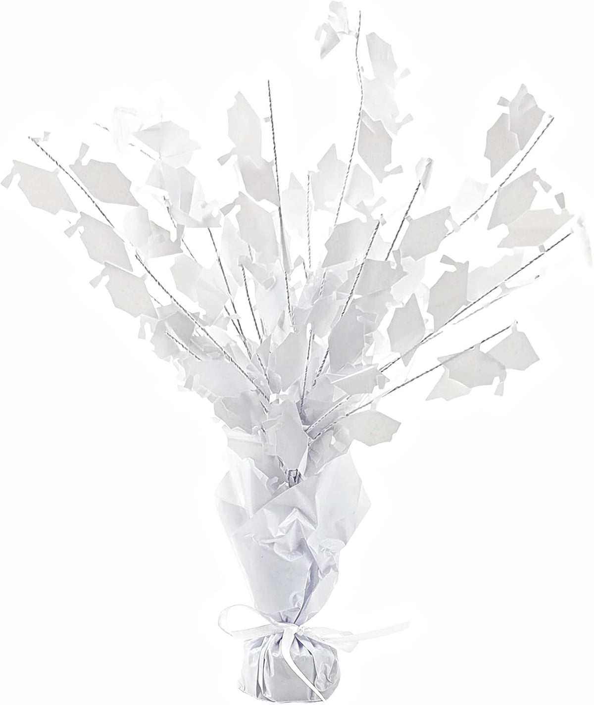 White Graduation Hats Balloon Weight Centerpiece, 2 Pieces