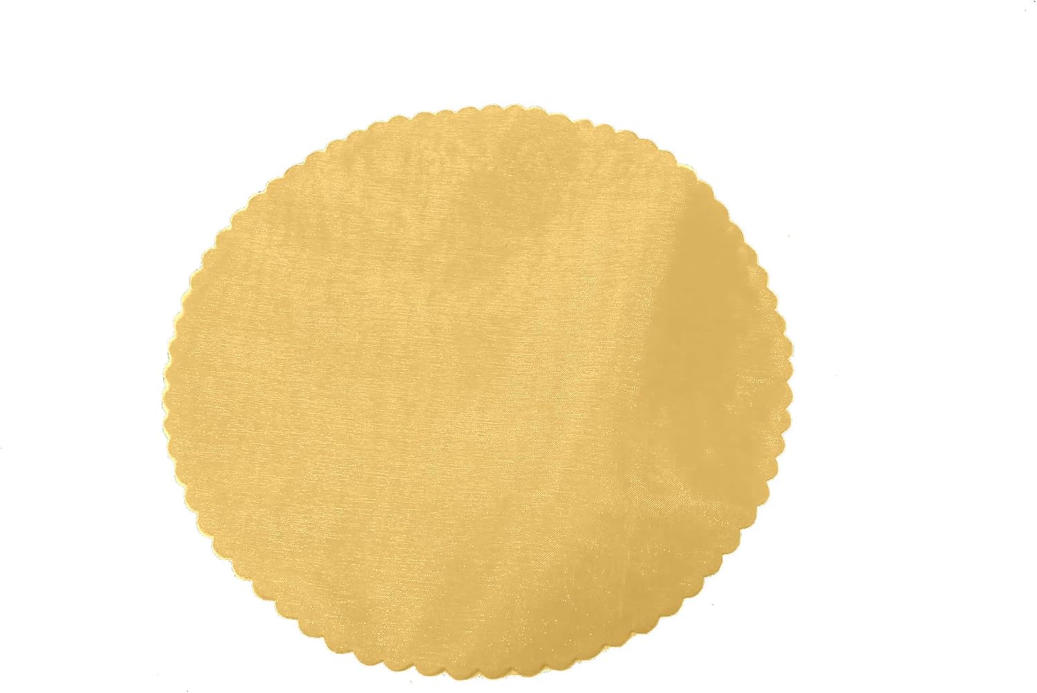 Party Favors Plus Organza Wine Bottle Wrap 28 Inch Scalloped Circle Set of 3 Gold