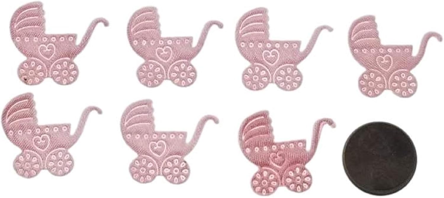 Party Favors Plus Pink Satin Baby Buggy Appliques 144 Count