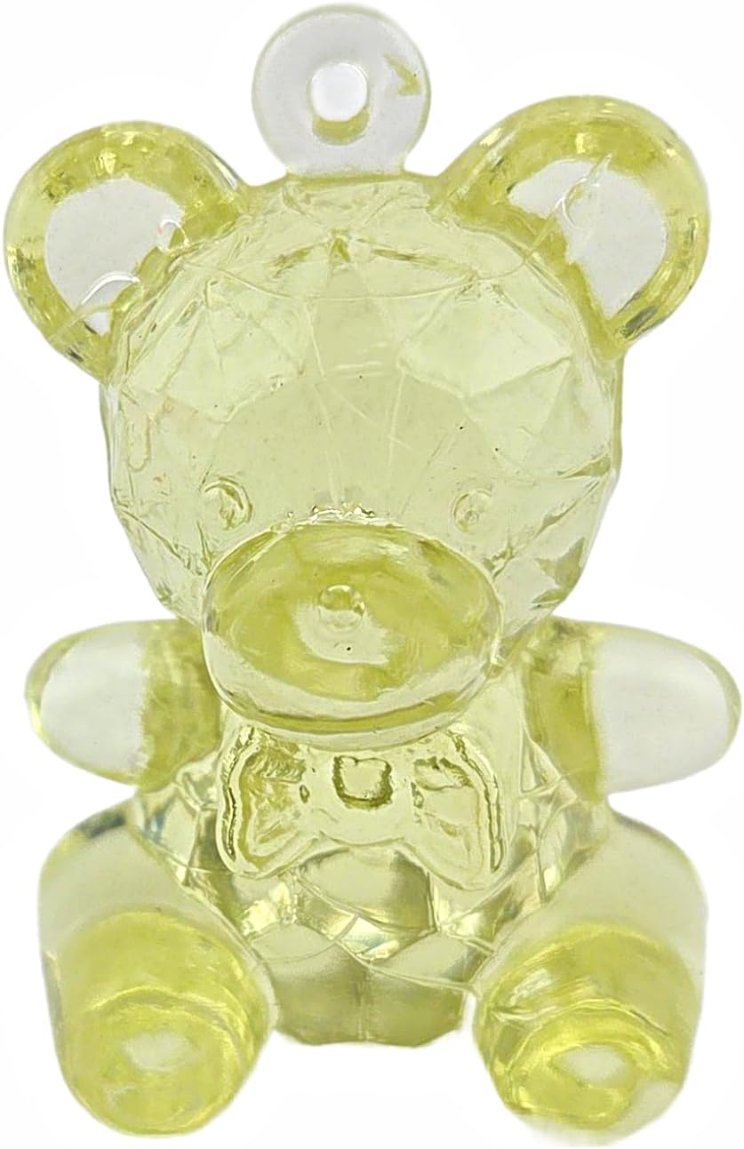 Crystal Transparent Baby Shower Bear Charms Yellow, 24 Pieces