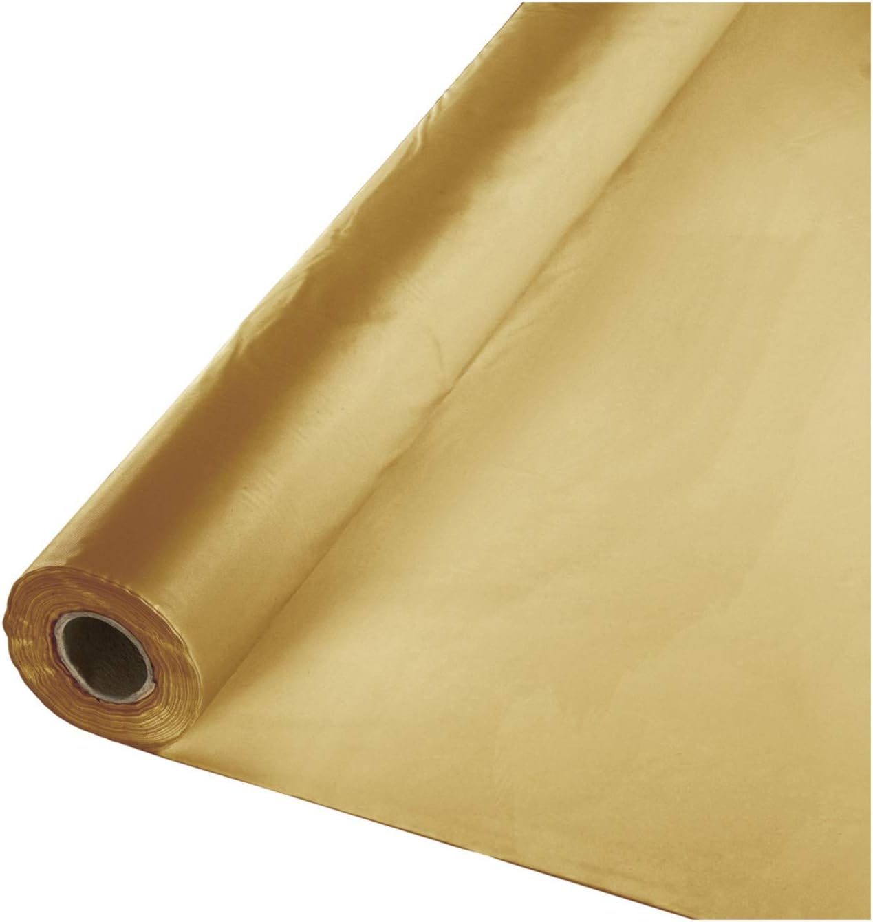 Party Favors Plus Metallic Gold Heavy Duty Plastic Tablecloth Roll 40x1200 Inch