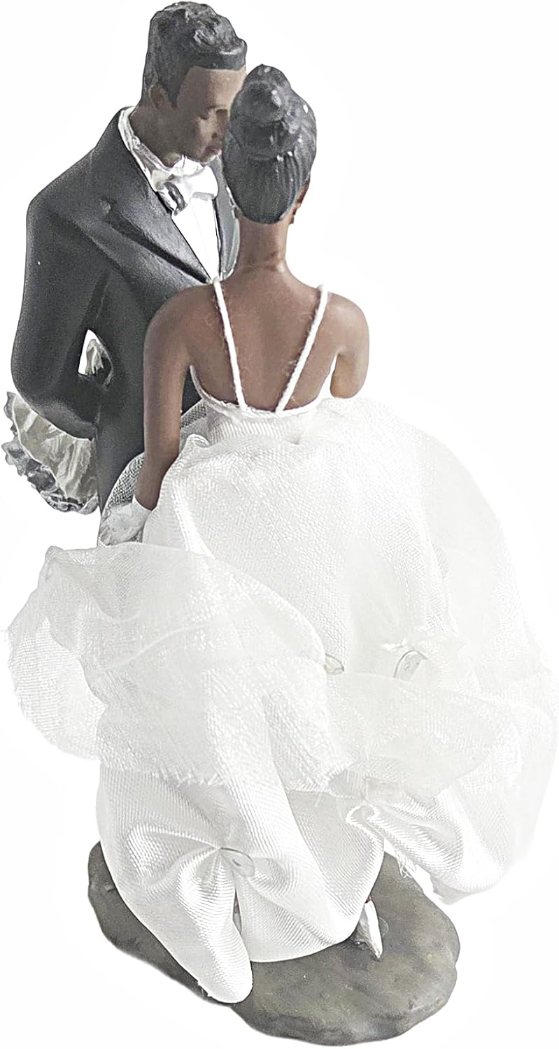 African American Bride and Groom Wedding Cake Topper, 1 Piece