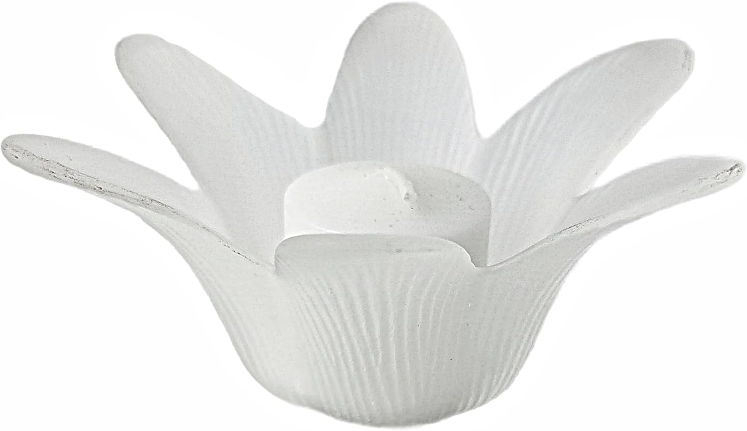 Party Favors Plus Frosted Glass Lotus Flower Tea Light Candle Holder White 5 Inch Set of 5