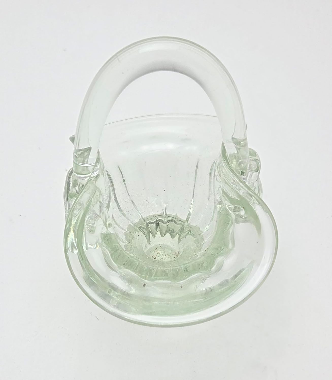 Party Favors Plus Vintage Clear Hand-Blown Art Glass Basket Trinket Holder 5 Inch