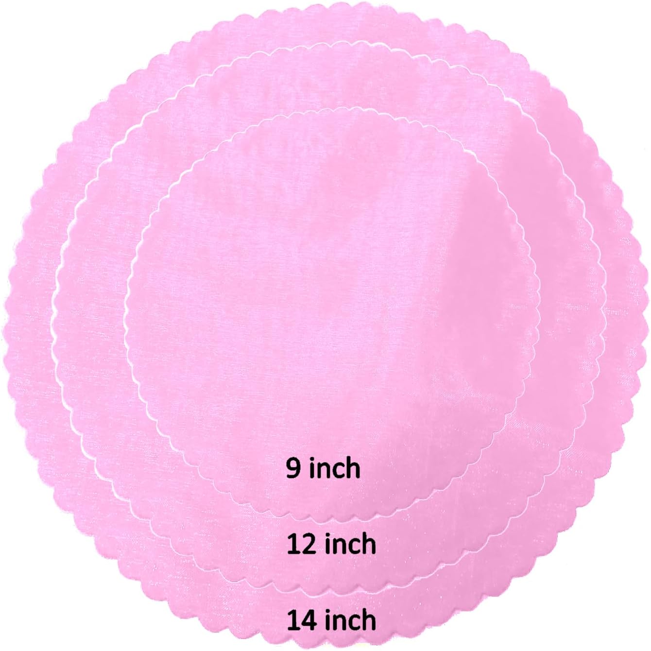 Party Favors Plus Light Pink Organza Scalloped Circles 9in 25ct