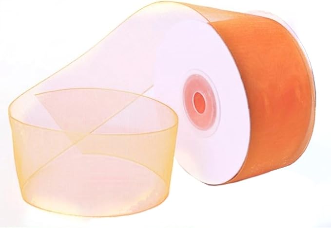 Creative Peach Plain Sheer Organza Nylon Ribbon 1.5in 25 Yards
