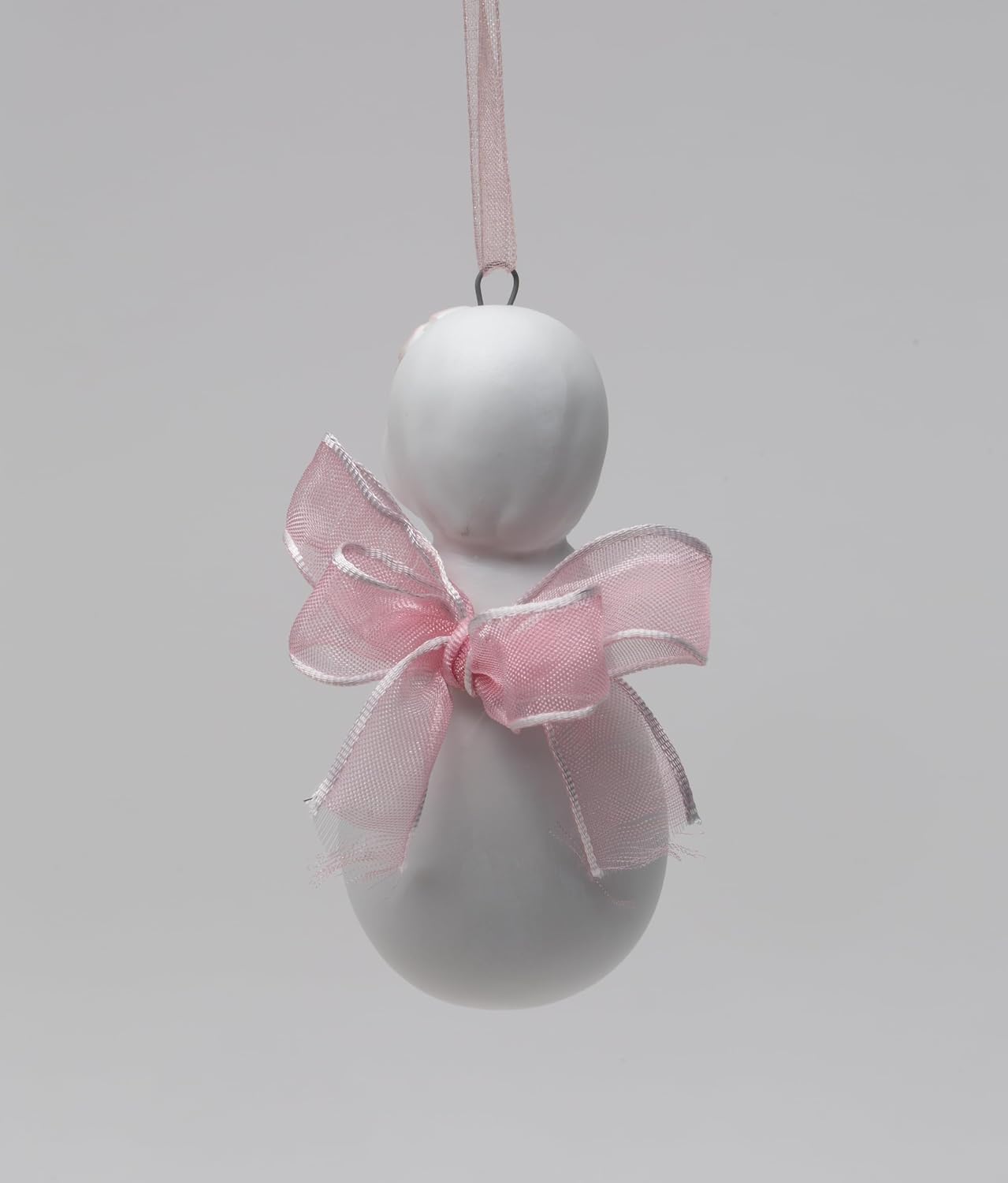 Cosmos Gifts Fine Porcelain Inspirational Praying Angel with Pink Ribbon Wings Hanging Christmas Tree Ornament Figurine 3" H