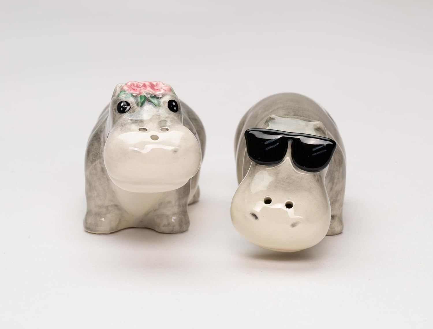 Cosmos Gifts Fine Ceramic Hippo Coupe Hippopotamus Salt & Pepper Shakers Set 3-1/2"