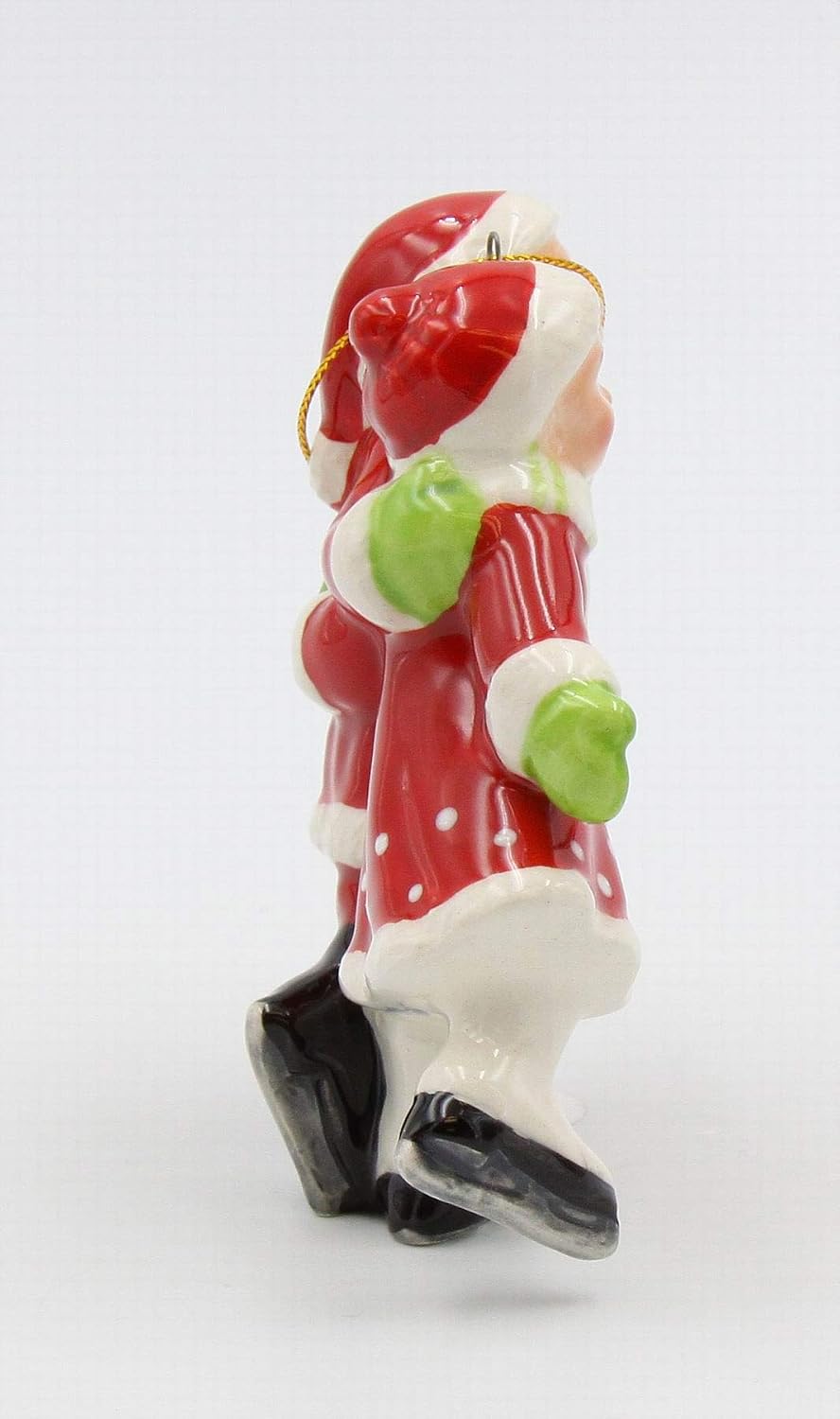 Cosmos Gifts Fine Ceramic Mr. & Mrs. Claus Ice Skating Ornament 3-5/8"