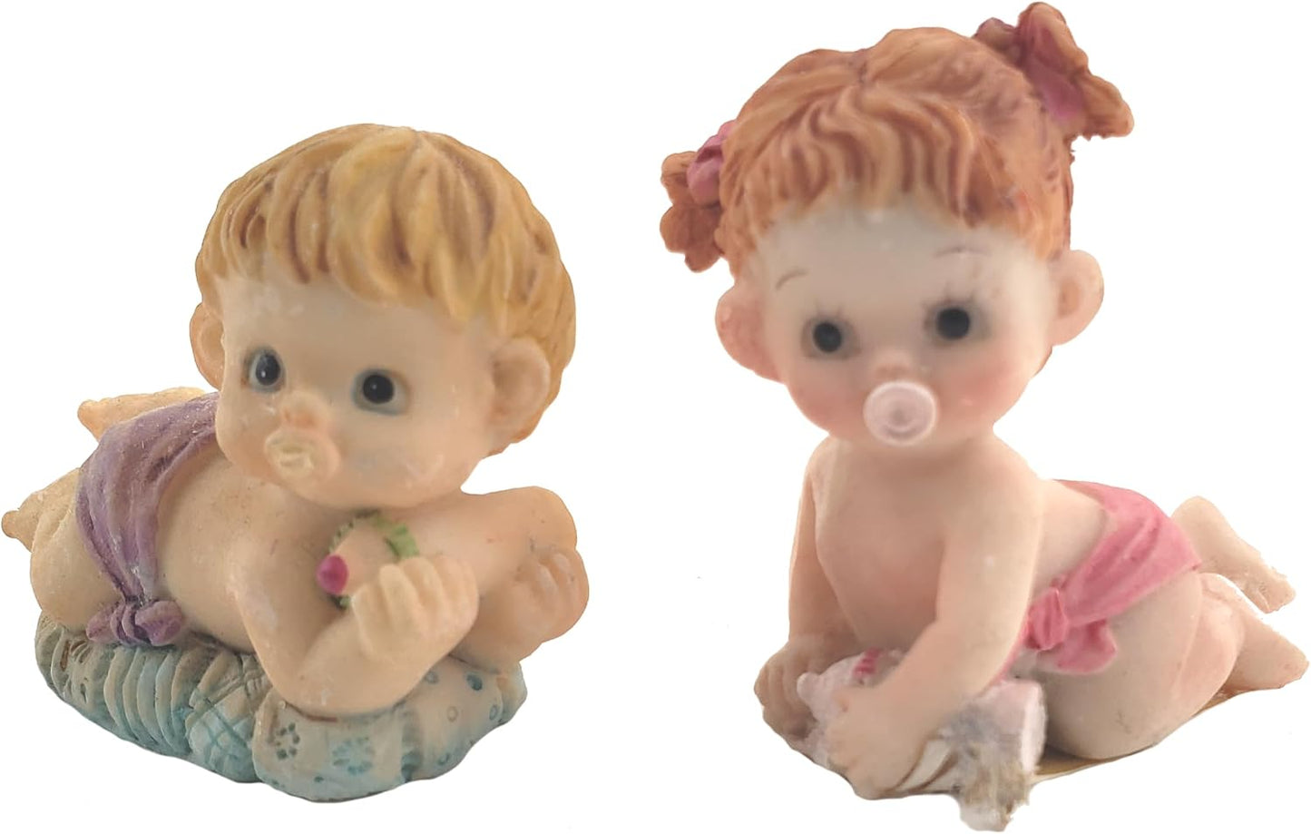 Party Favors Plus Blue Pink White Polyresin Baby Figurines 2.5 Inch Set of 5