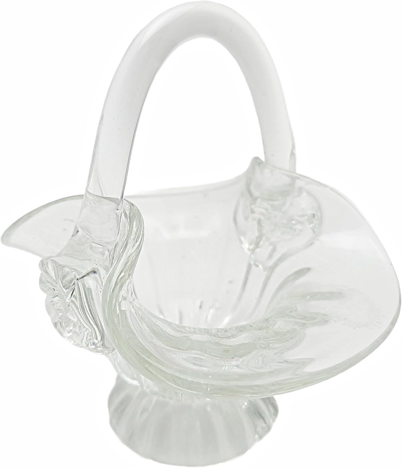 Party Favors Plus Clear Hand-Blown Art Glass Basket Trinket Holder 5.25 Inch