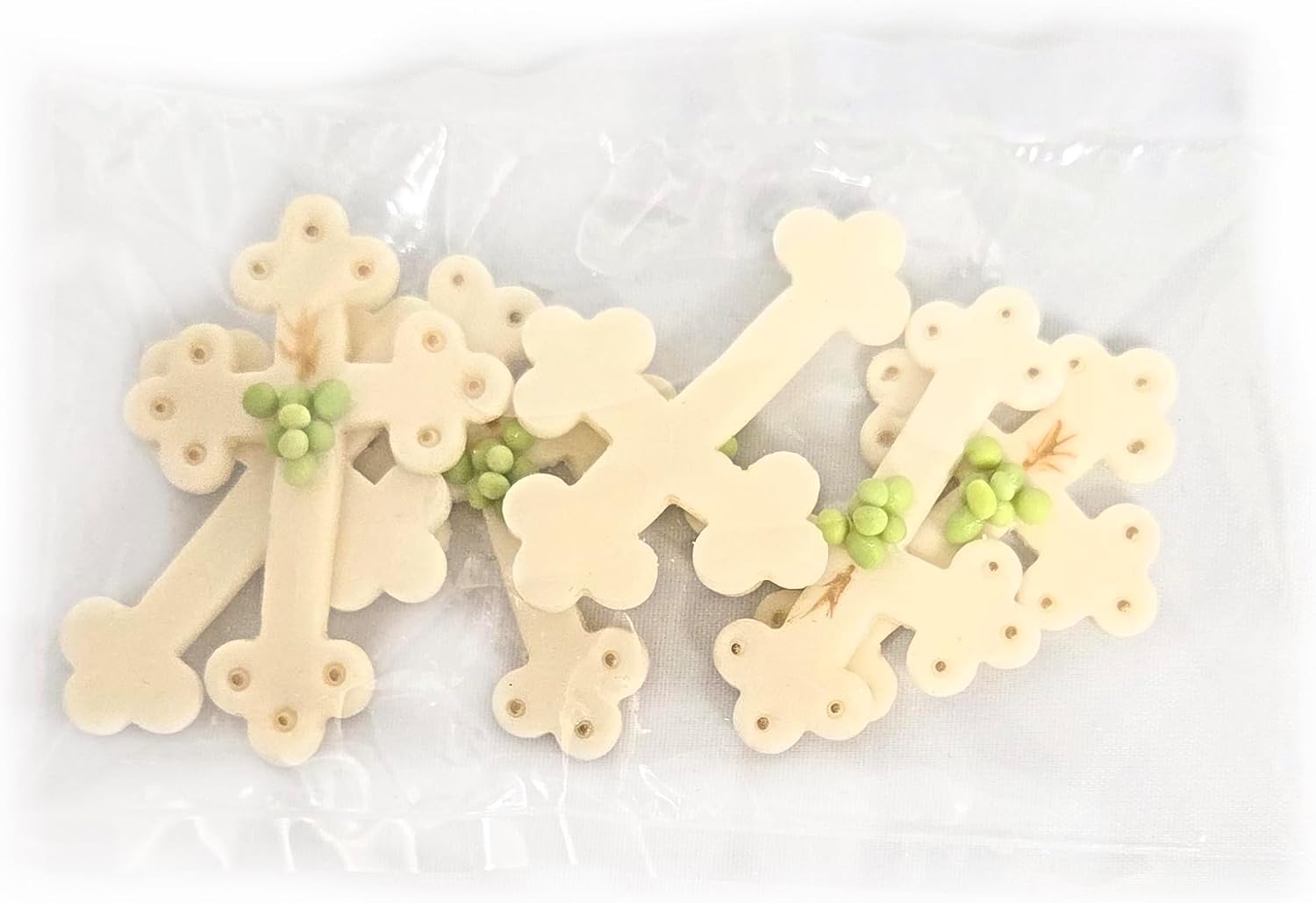 Party Favors Plus Cold Porcelain Cross Capia Baby Shower Favor White Green Floral 6 Count