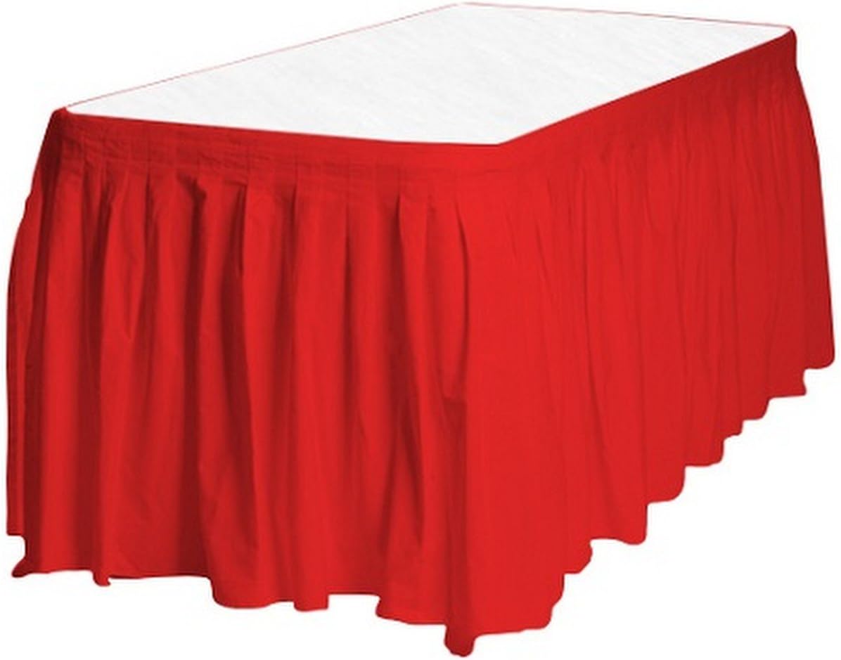 Party Favors Plus Red Plastic Table Skirts 29in x 13ft Stretches to 19ft 3 Pack
