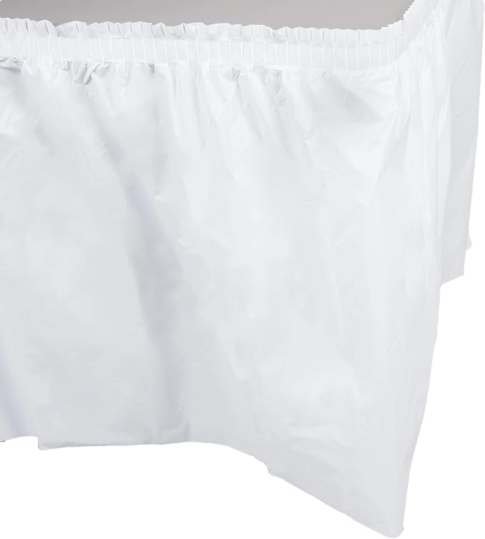 Party Favors Plus White Plastic Table Skirts 29 in x 13 Ft
