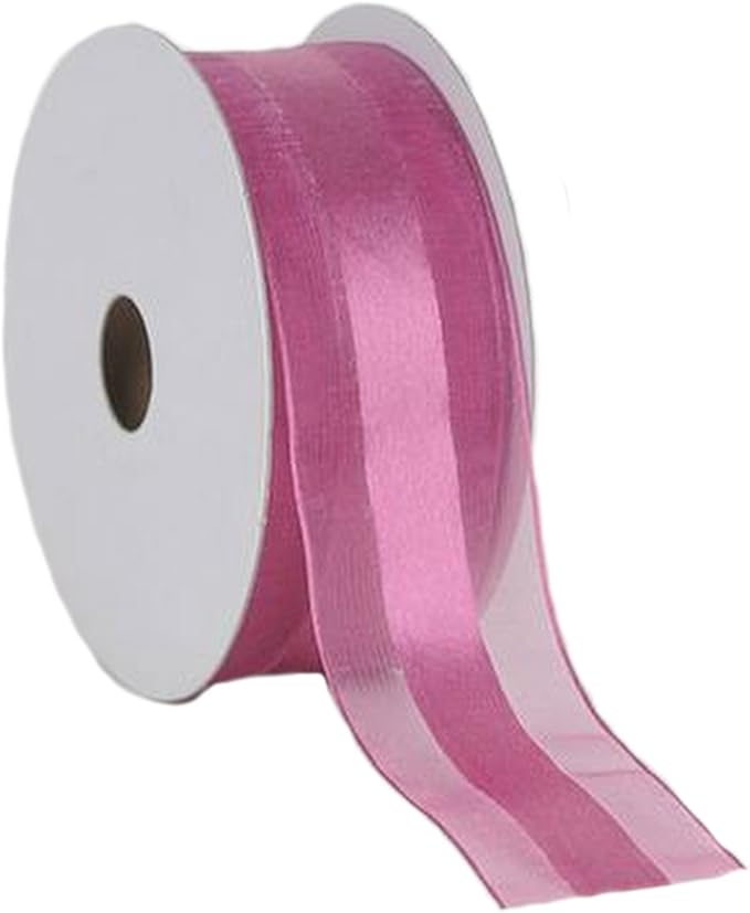 Party Favors Plus Mauve Dusty Rose Organza and Satin Ribbon 1.5in 25 Yards