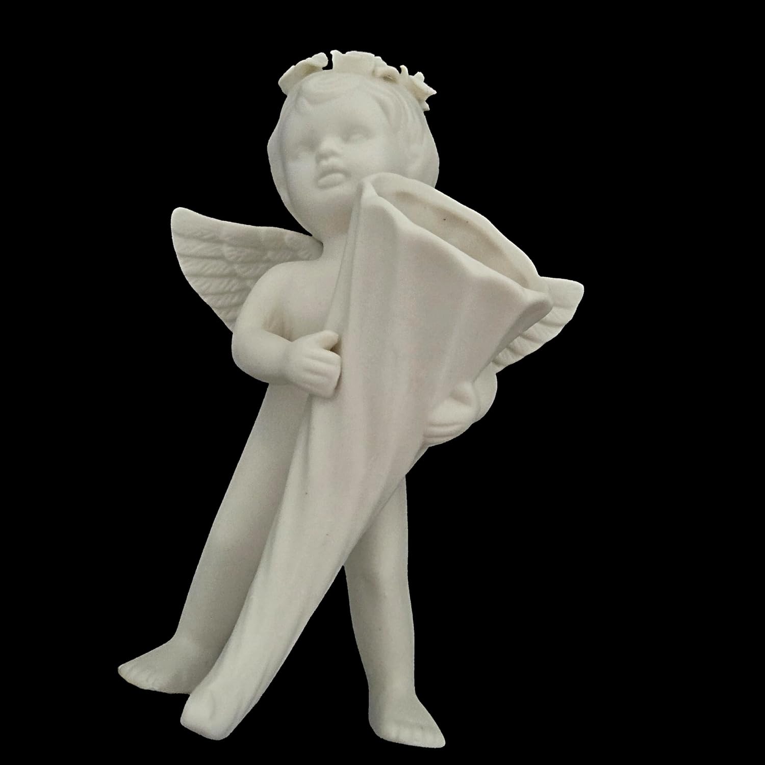 Party Favors Plus Off White Ceramic Angel Figurine with Cornucopia 5.5 Inch