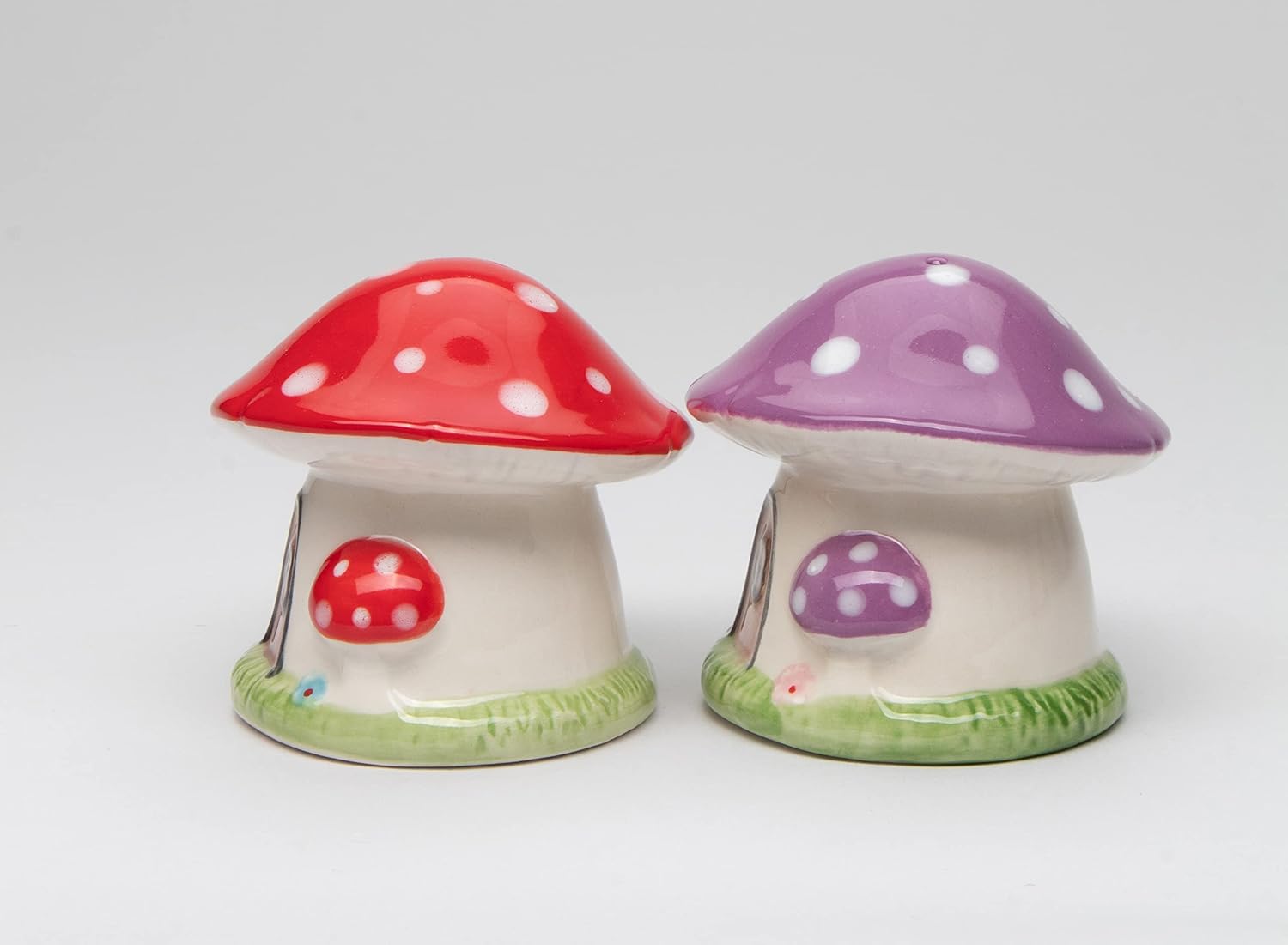 Cosmos Gifts Ceramic Colorful Mushroom House Salt and Pepper Shaker Set 2.5 In Multi-colors