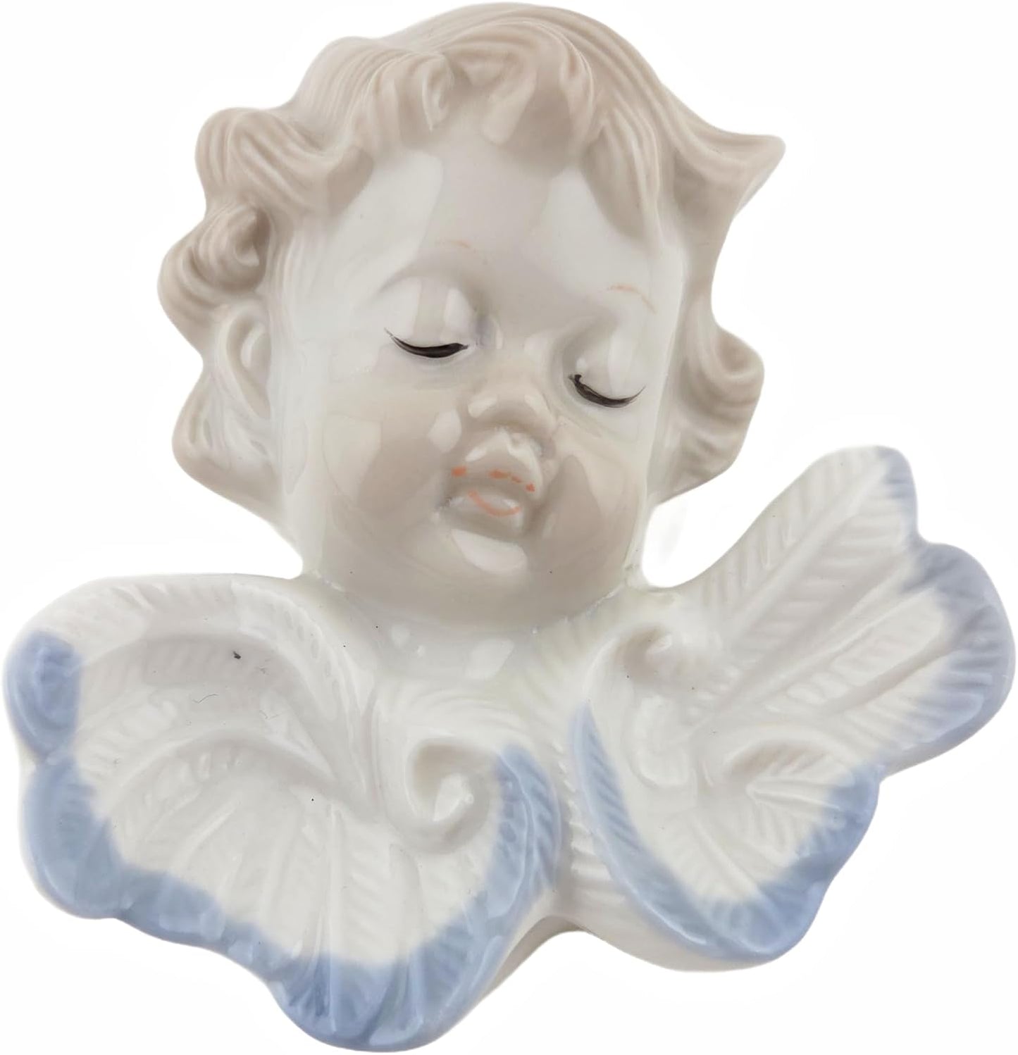 Party Favors Plus Porcelain Cherub Trinket Box White Blue Vintage 3.5 Inch