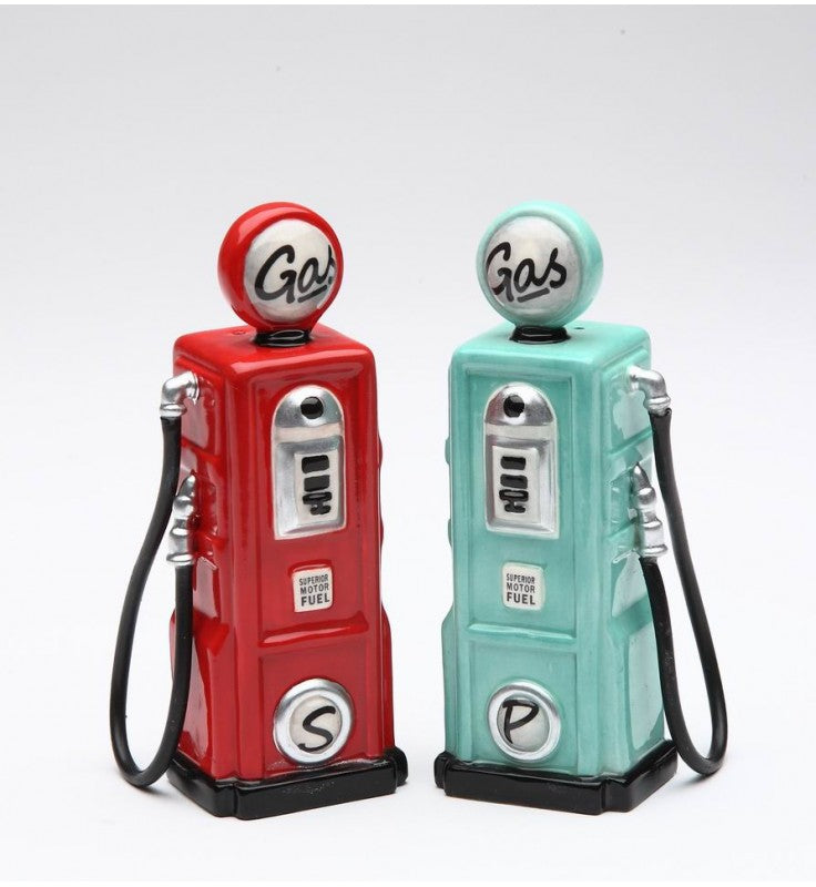 Cosmos Gifts Fine Ceramic Road Trip - Old Fashioned Gas Pump Salt & Pepper Shakers Set 4-1/4" H