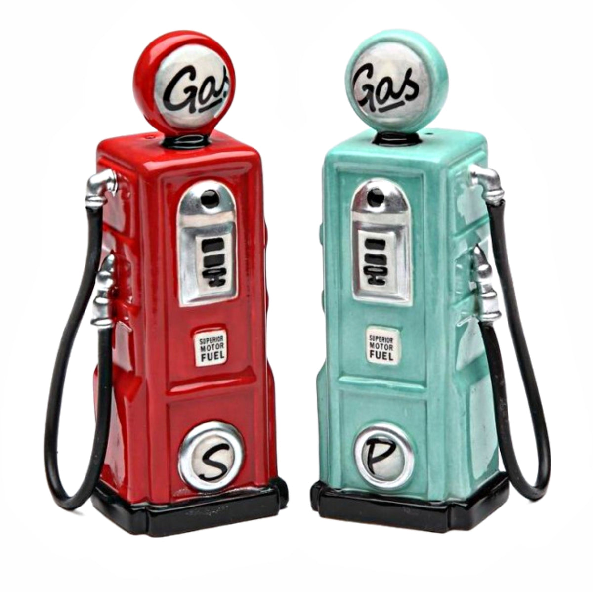 Cosmos Gifts Fine Ceramic Road Trip - Old Fashioned Gas Pump Salt & Pepper Shakers Set 4-1/4" H