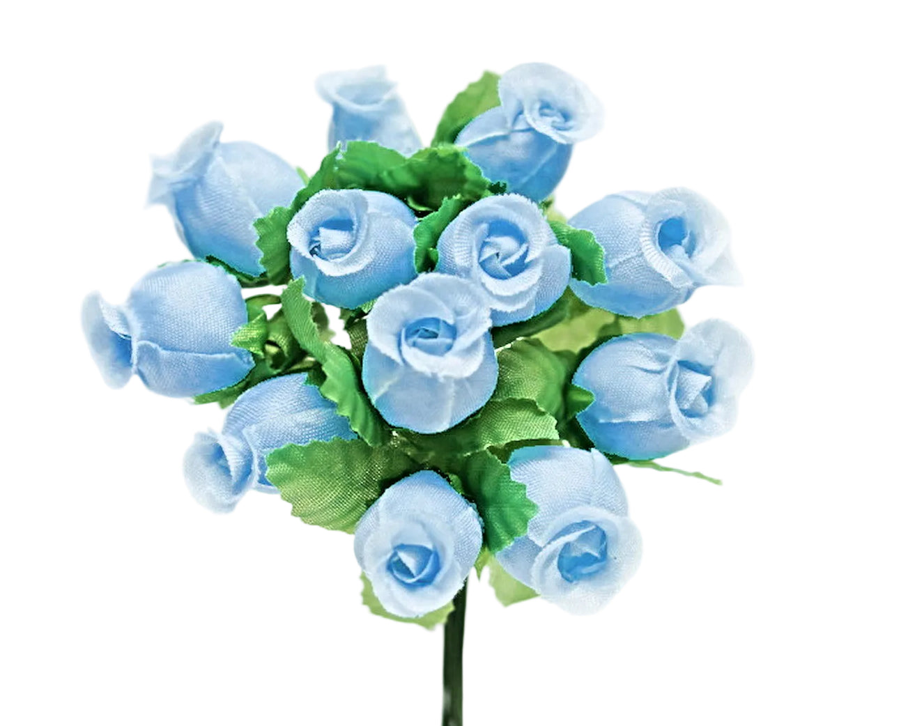 144 Miniature Poly Rose Silk Favor Flower Pick Wedding Shower - Light Blue