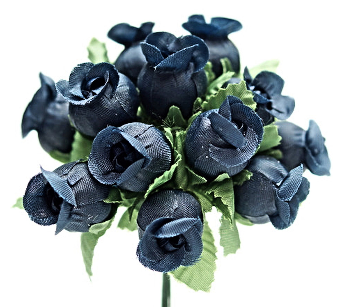 144 Miniature Poly Rose Silk Favor Flower Pick Wedding Shower - Navy Blue