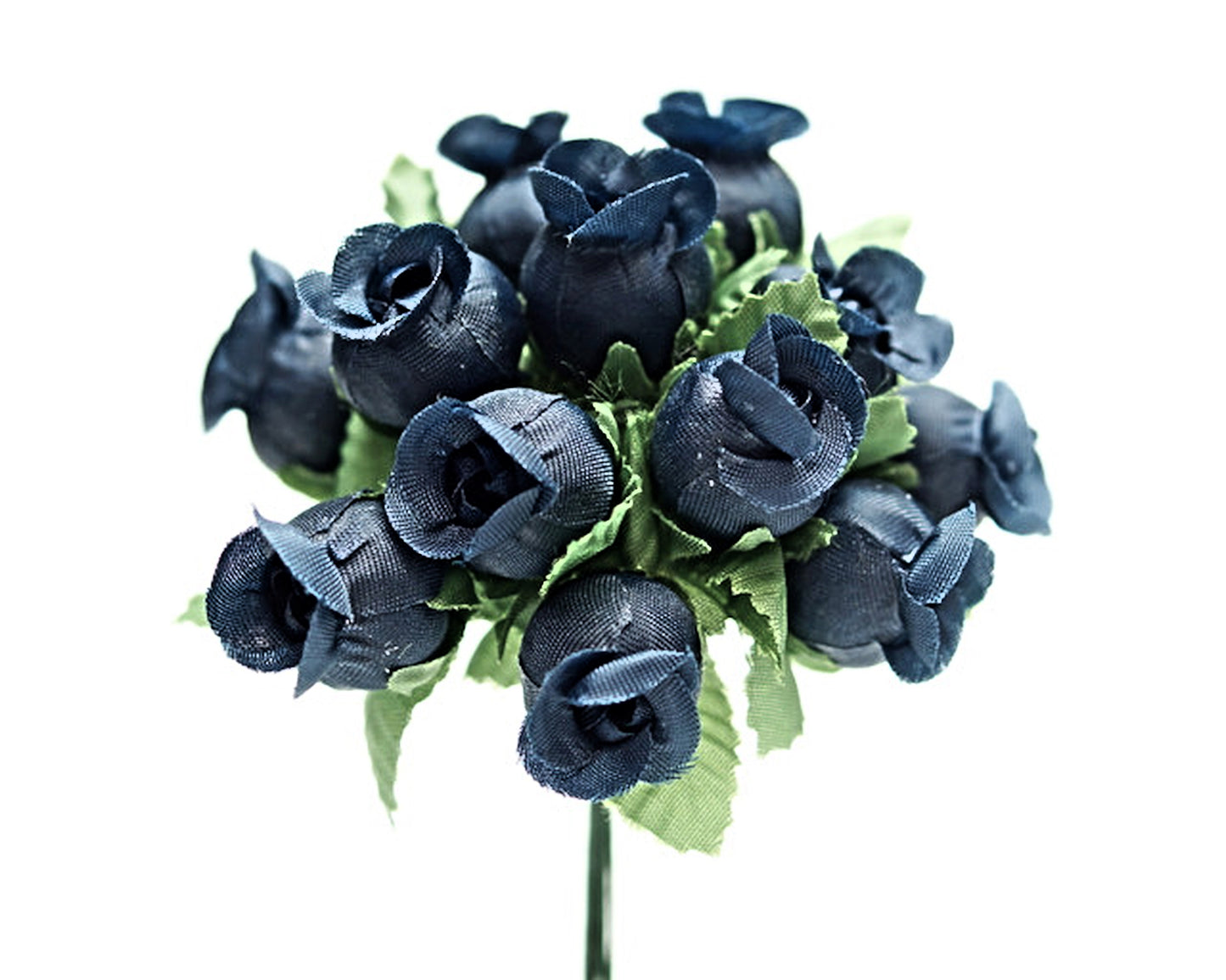 144 Miniature Poly Rose Silk Favor Flower Pick Wedding Shower - Navy Blue