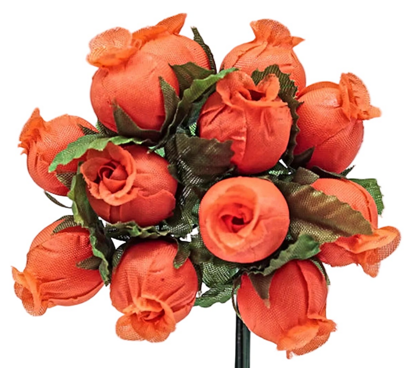 144 Miniature Poly Rose Silk Favor Flower Pick Wedding Shower - Orange