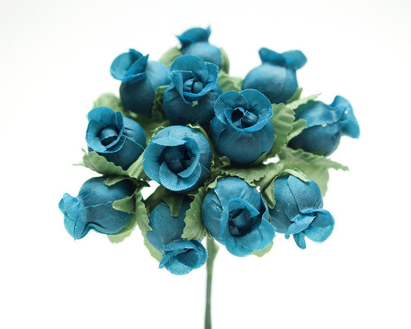144 Miniature Poly Rose Silk Favor Flower Pick Wedding Shower - Turquoise