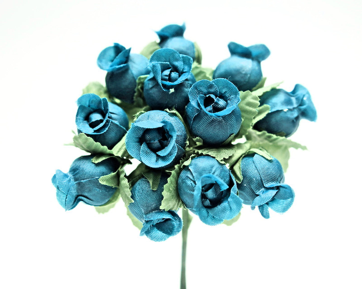 144 Miniature Poly Rose Silk Favor Flower Pick Wedding Shower - Turquoise
