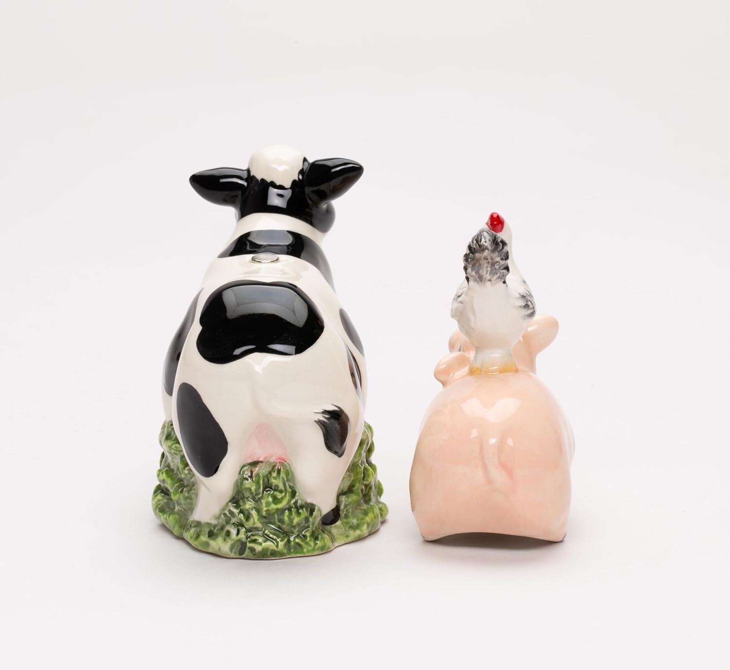 Cosmos Gifts Fine Ceramic Country Farmhouse Cow Pig and Rooster Salt & Pepper Shakers Set 4-7/8" H 21167