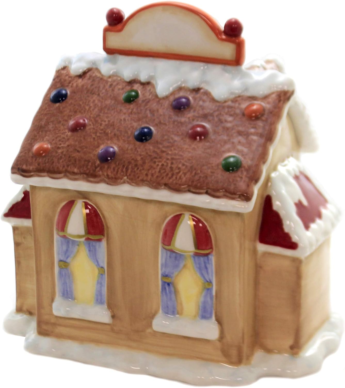 Cosmos Ceramic Santa's Village Candy Jar 8-1/2-Inch