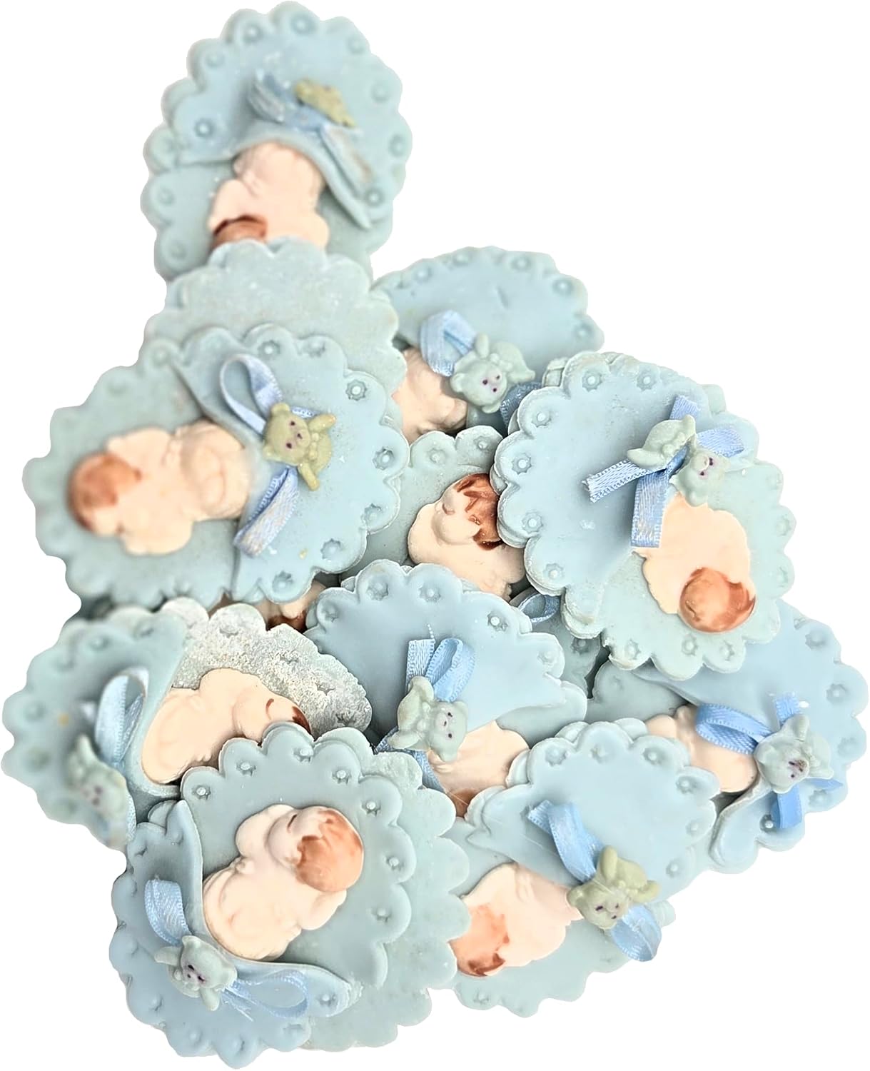 Party Favors Plus Cold Porcelain Sleeping Baby Capias Figurines Blue 14 Count