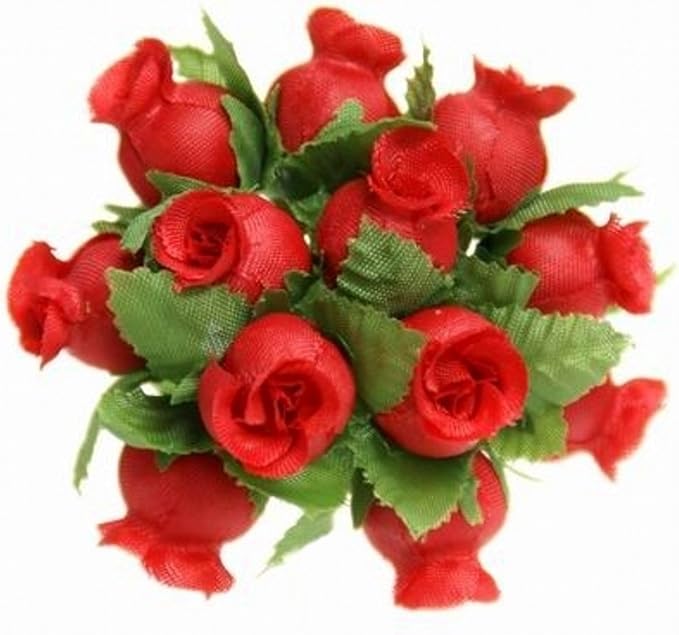 144 Miniature Poly Rose Silk Favor Flower Pick Wedding Shower - Red