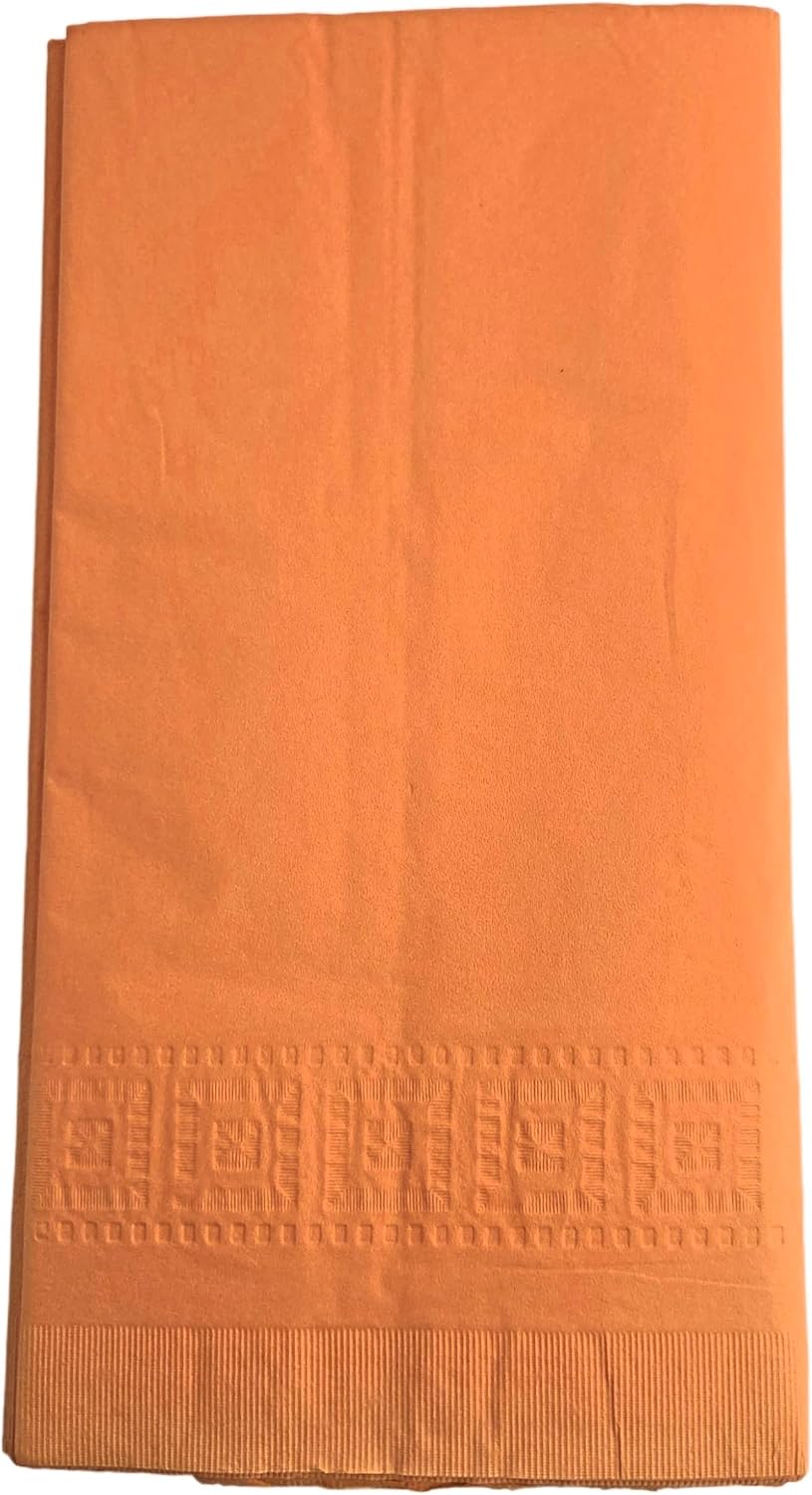 Party Favors Plus Orange Disposable Tablecloth 2-Ply Tissue Plastic Lining 54x108 Inch Pack of 2