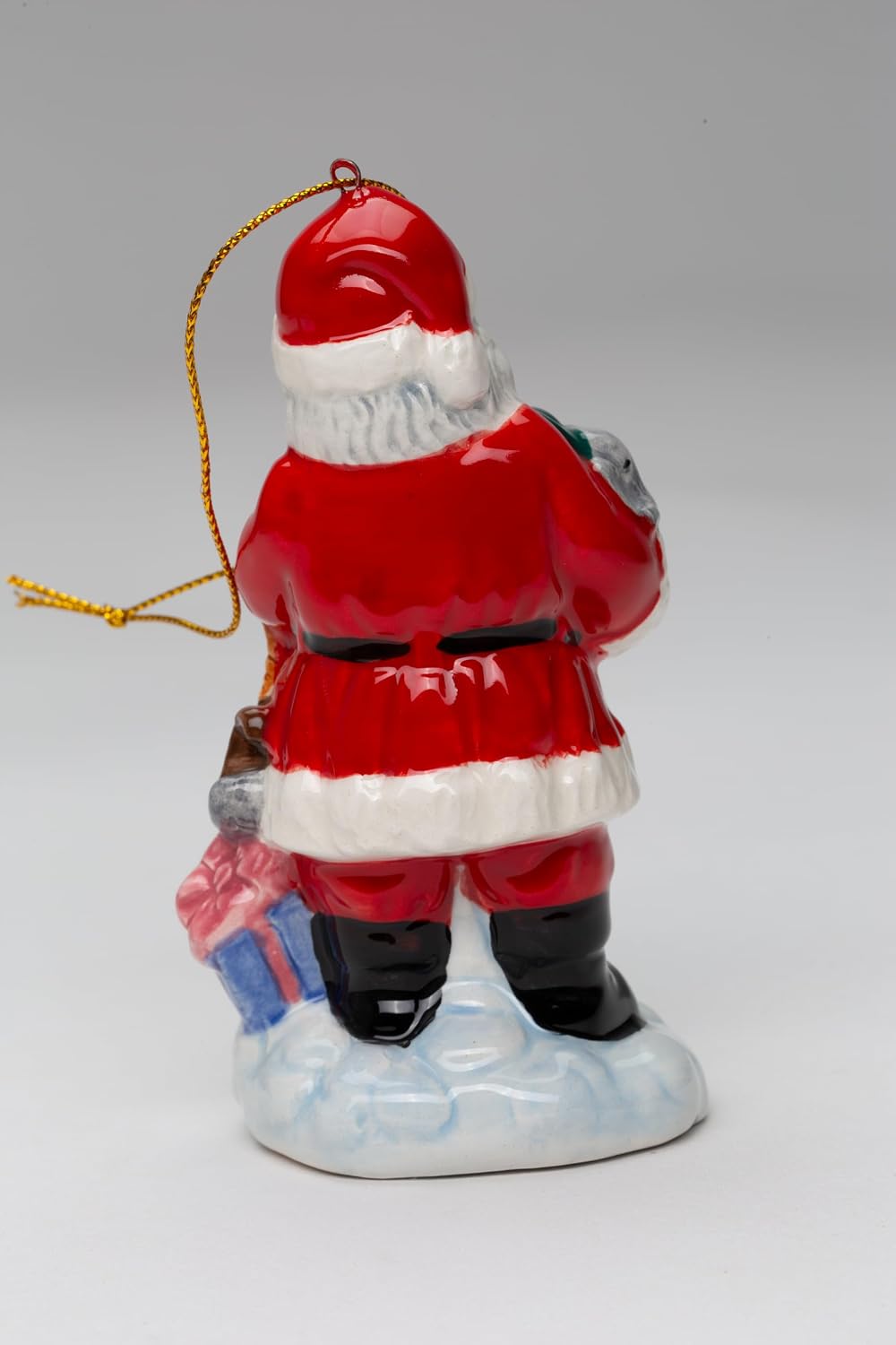 Cosmos Gifts Ceramic Santa Holding Toy Noah's Ark Tree Ornament 4.25 In