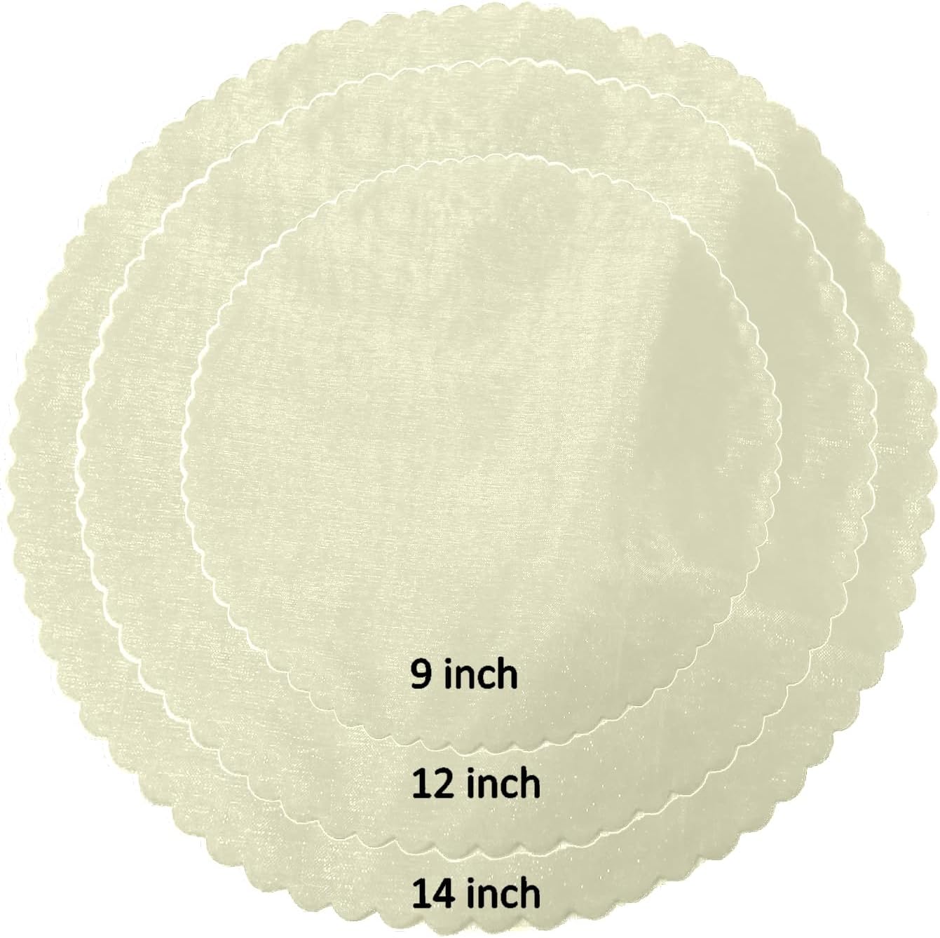Party Favors Plus Ivory Organza Scalloped Circles 14in 25 Count