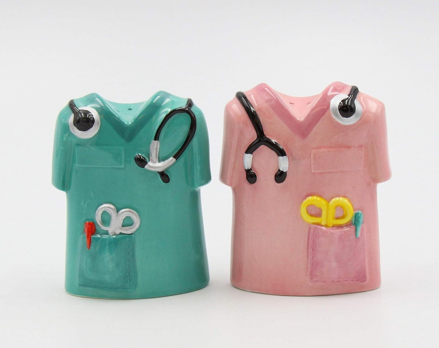 Cosmos Gifts Fine Ceramic Healthcare Heroes Nurse Doctor Scrubs Salt & Pepper Shakers Set 3-1/2" H