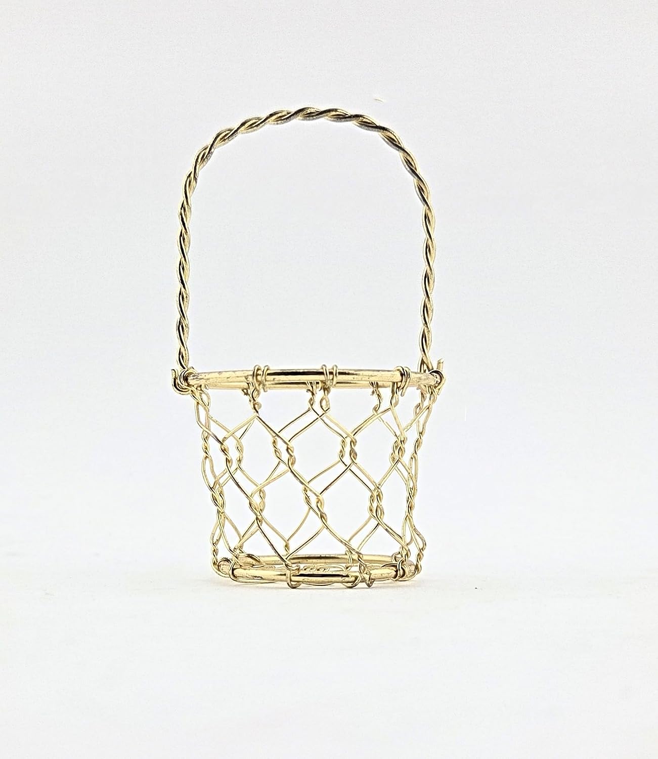 Party Favors Plus Gold Tone Miniature Round Wire Basket 3 Pack