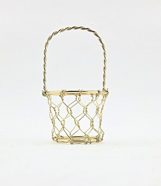 Party Favors Plus Gold Tone Miniature Round Wire Basket 3 Pack