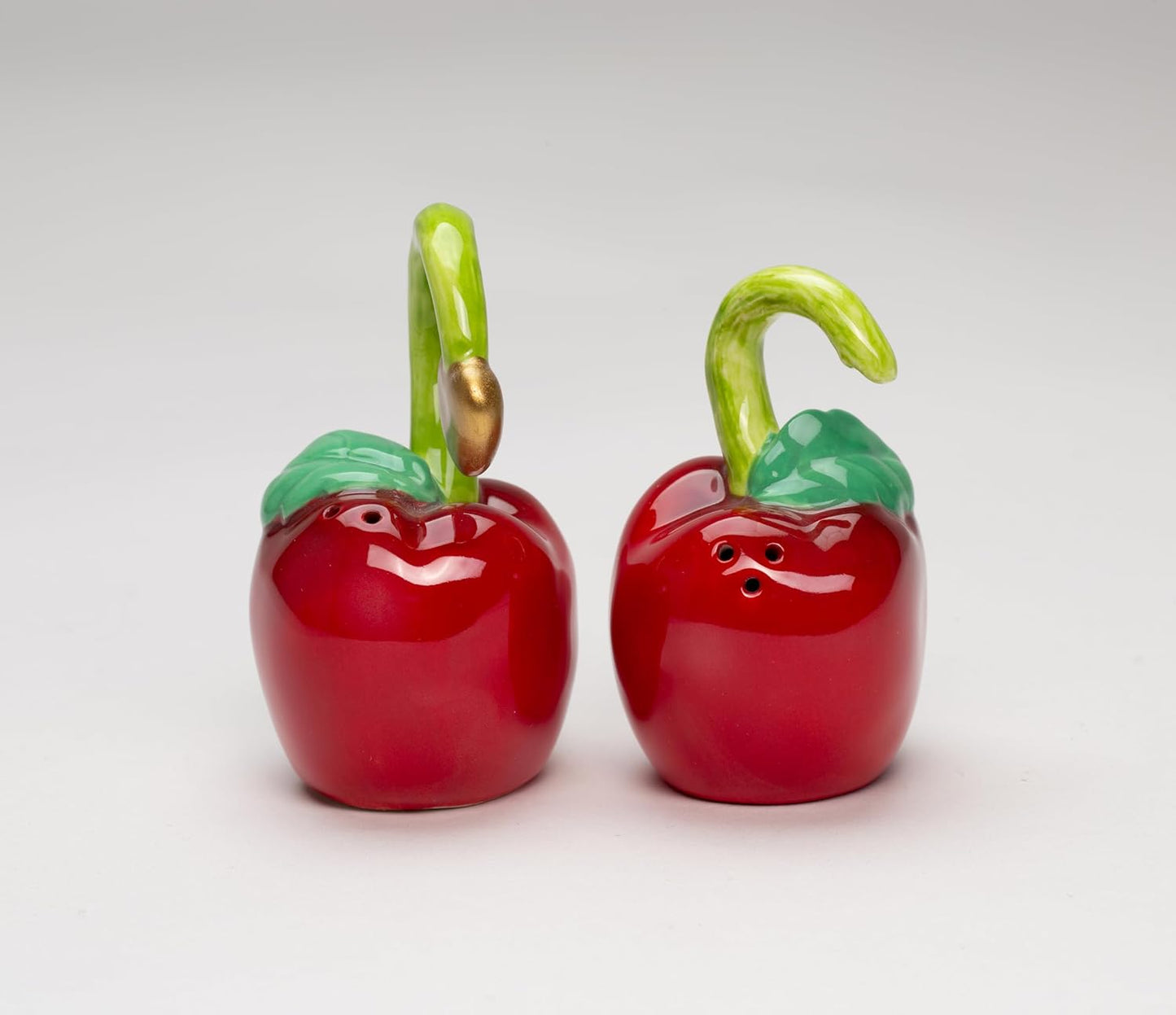 Cosmos Gifts Fine Ceramic Cherry Apple Love Heart Salt & Pepper Shakers Set 3-1/8" H