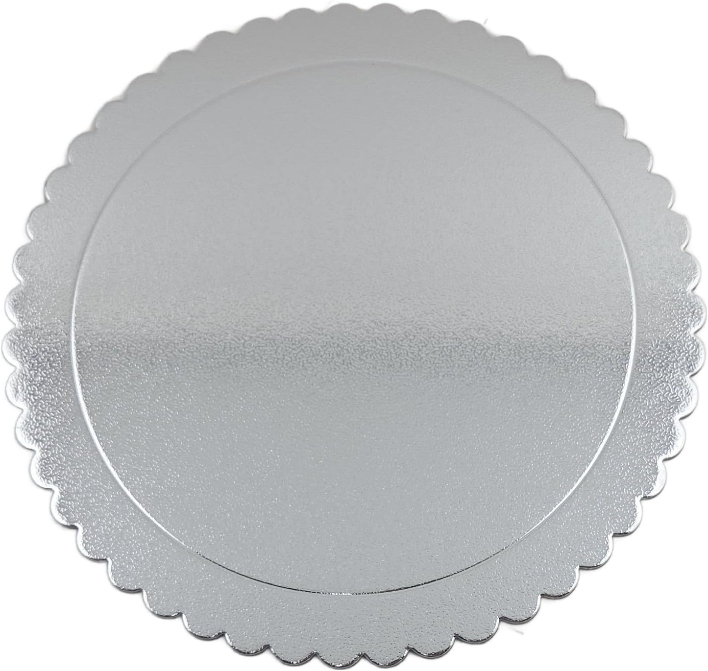 Party Favors Plus Round Cake Board Silver Scalloped Edge Cardboard 10 Inch Pack of 5