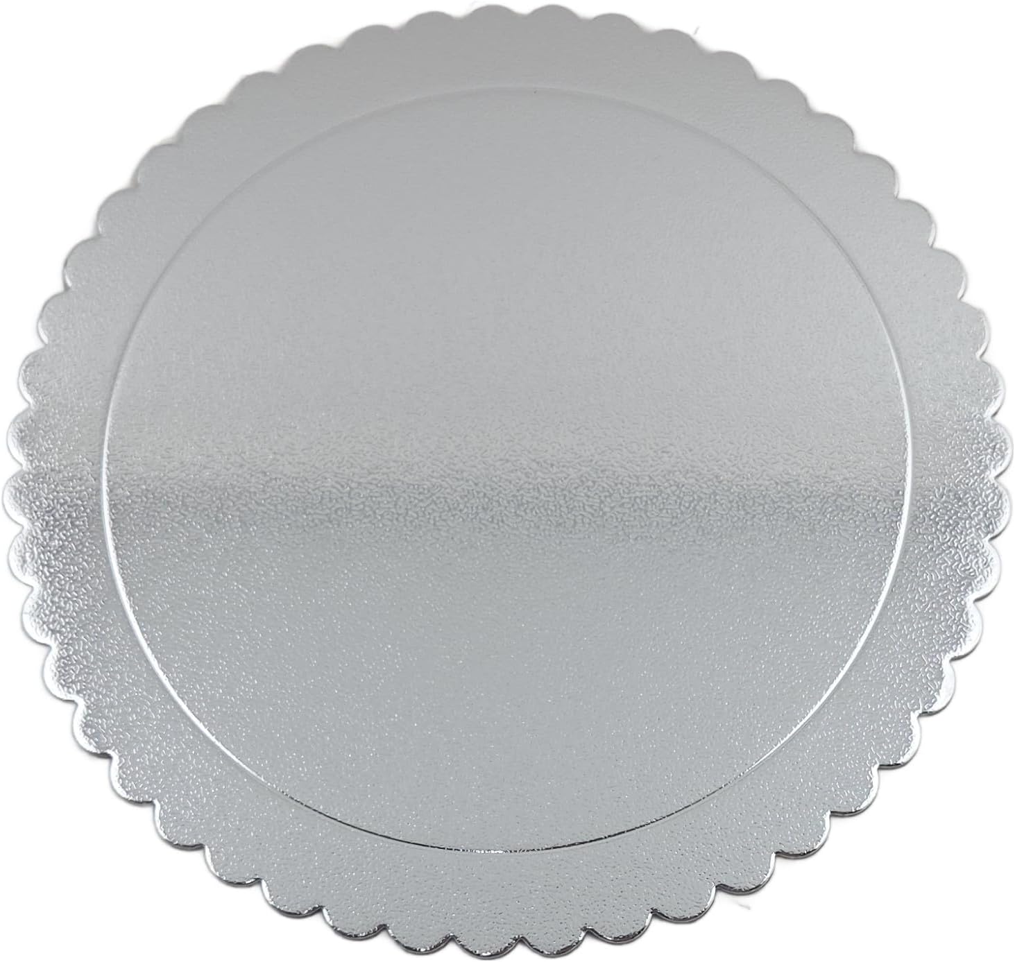 Party Favors Plus Round Cake Board Silver Scalloped Edge Cardboard 10 Inch Pack of 5