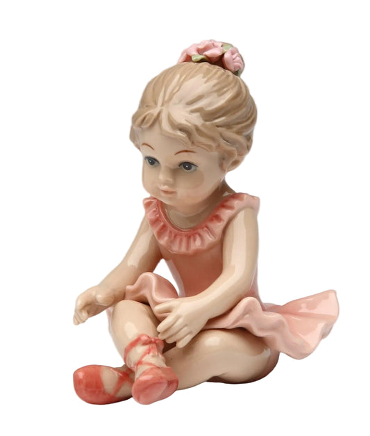 Cosmos Gifts Fine Porcelain Ballerina Ballet Girl Sitting Down Pose Figurine 4" H