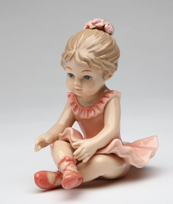 Cosmos Gifts Fine Porcelain Ballerina Ballet Girl Sitting Down Pose Figurine 4" H