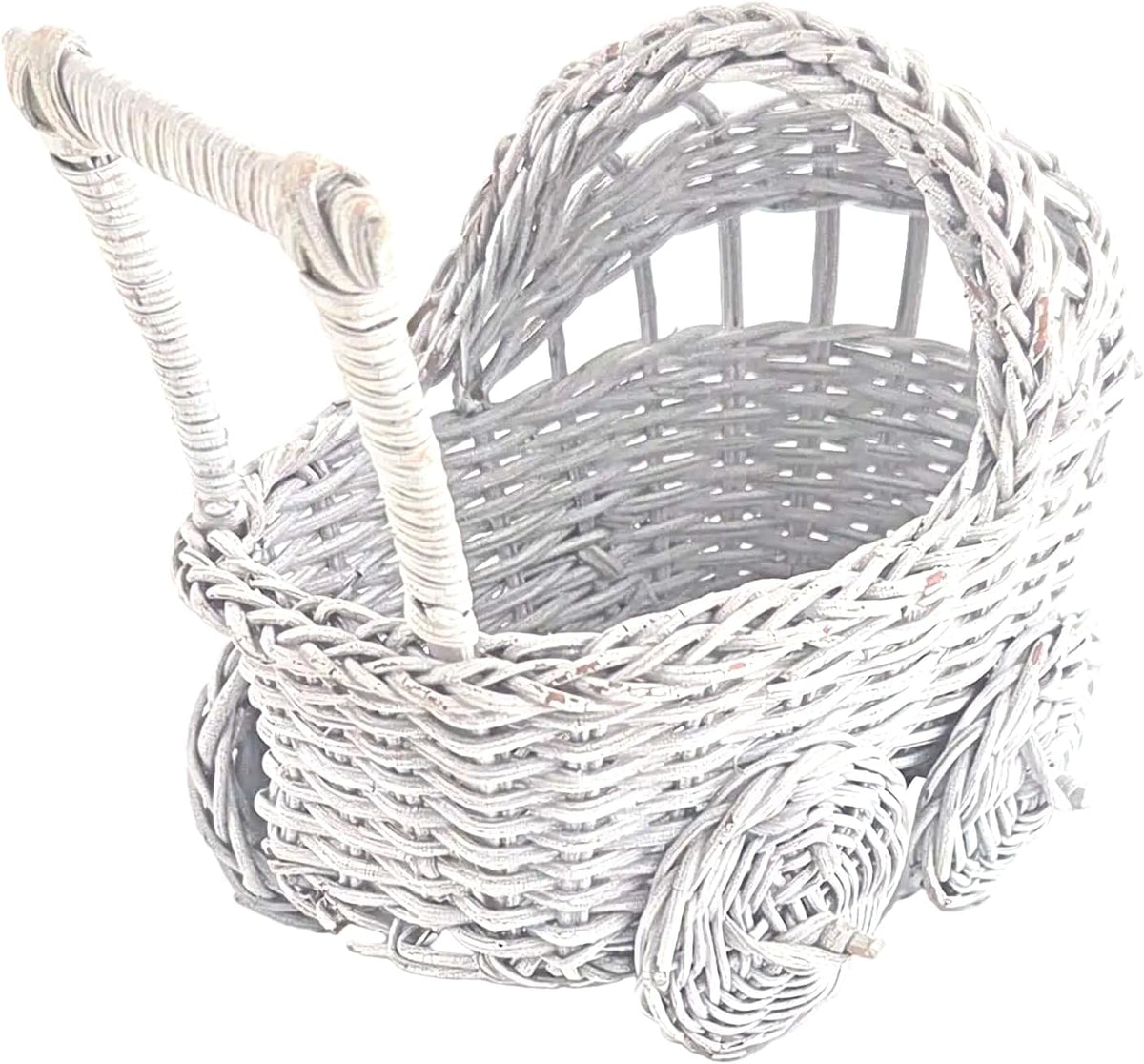 White Wicker Baby Stroller Baskets, 1 Piece
