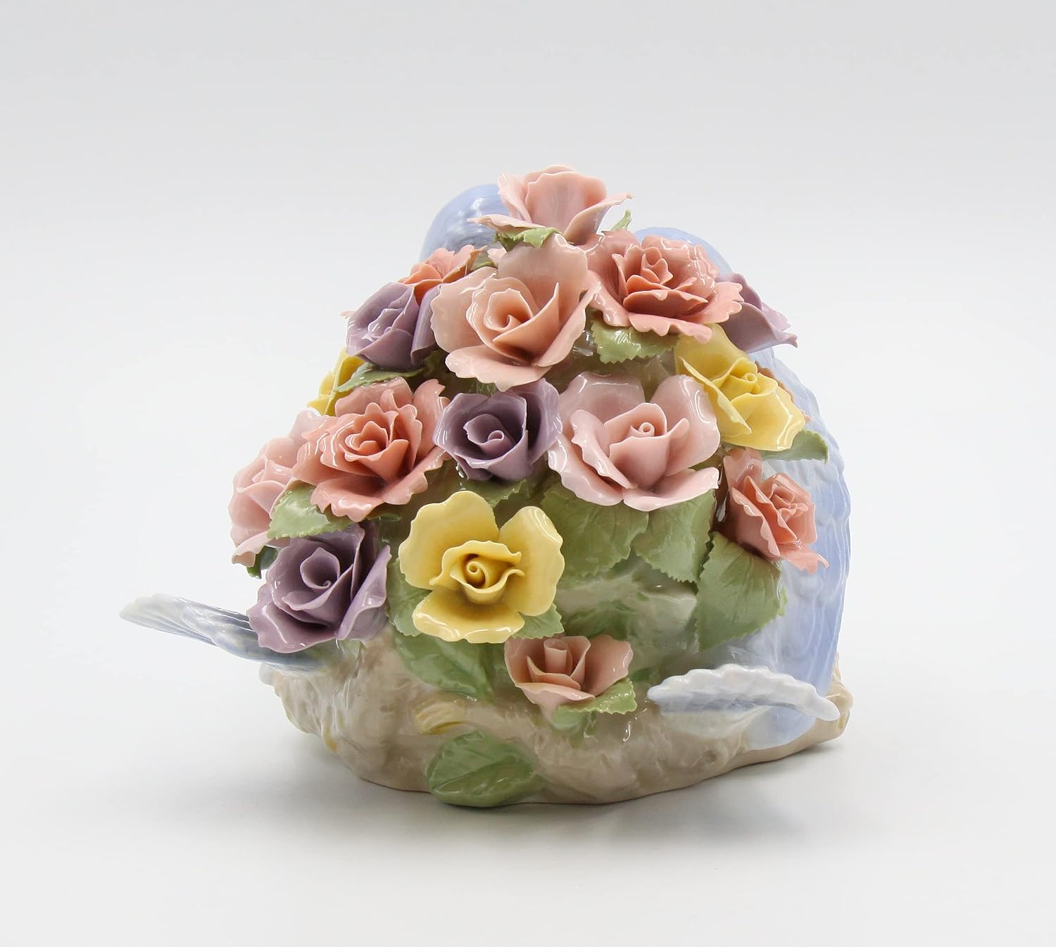 Cosmos Gifts Fine Porcelain Love Bluebirds with Pink Roses Figurine 6-1/2" H