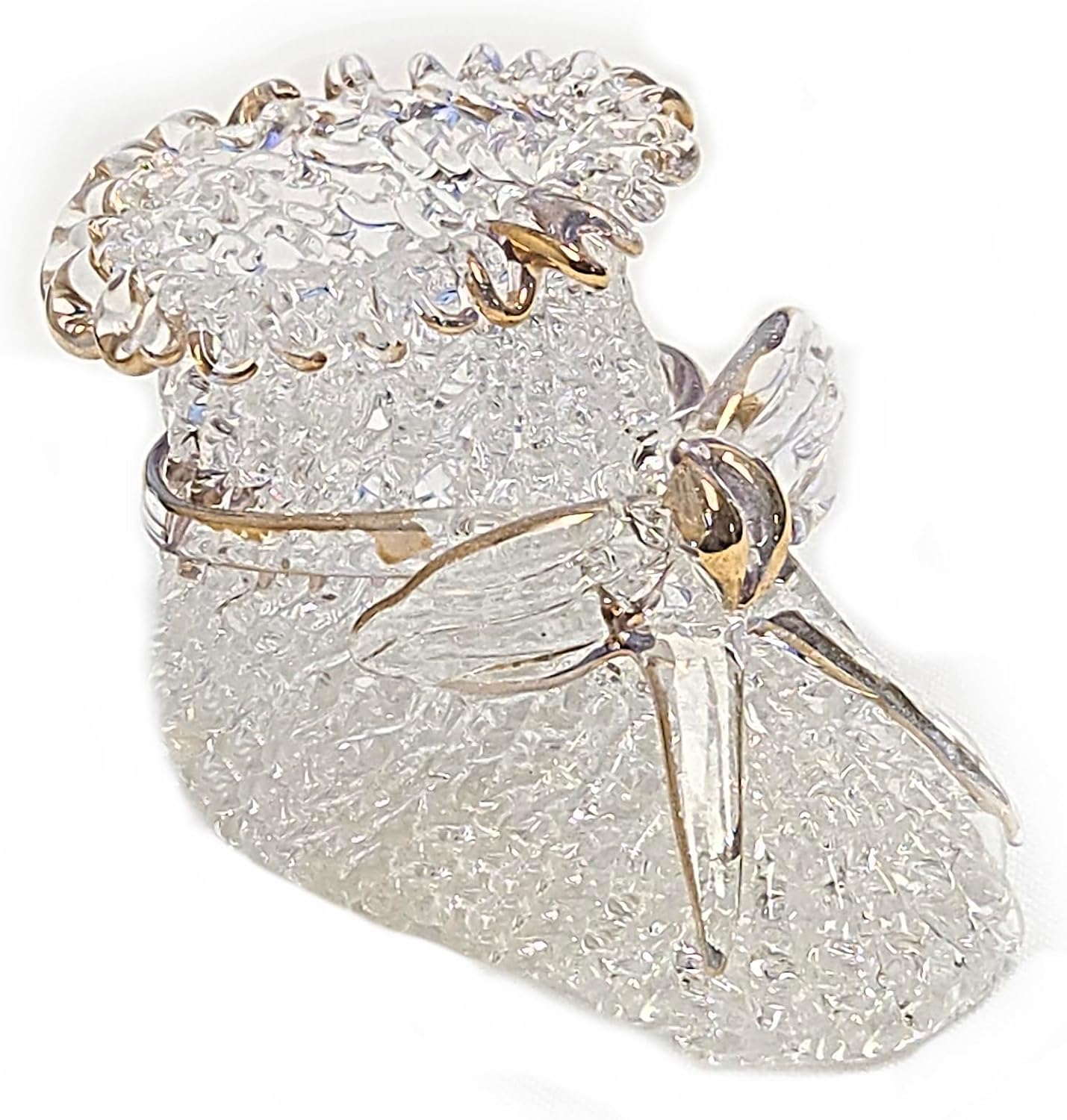 Party Favors Plus Resin Crystal Baby Bootie Ornament Clear Gold 2 Inch